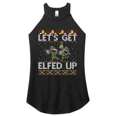 LetS Get Elfed Up Funny Christmas Ugly Christmas Women's Perfect Tri Rocker Tank