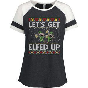 LetS Get Elfed Up Funny Christmas Ugly Christmas Enza Ladies Jersey Colorblock Tee