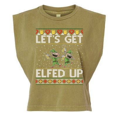 LetS Get Elfed Up Funny Christmas Ugly Christmas Garment-Dyed Women's Muscle Tee