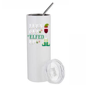 Let's Get Elfed Up Christmas Beer Elf Ing Wine Costume Gift Stainless Steel Tumbler