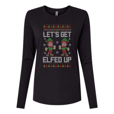 Let's Get Elfed Up Christmas Beer Elf Xmas Ing Costume Gift Womens Cotton Relaxed Long Sleeve T-Shirt