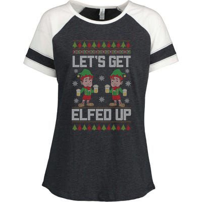 Let's Get Elfed Up Christmas Beer Elf Xmas Ing Costume Gift Enza Ladies Jersey Colorblock Tee