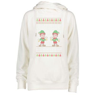 Let's Get Elfed Up Christmas Beer Elf Xmas Ing Costume Gift Womens Funnel Neck Pullover Hood