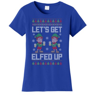 Let's Get Elfed Up Christmas Beer Elf Xmas Ing Costume Gift Women's T-Shirt