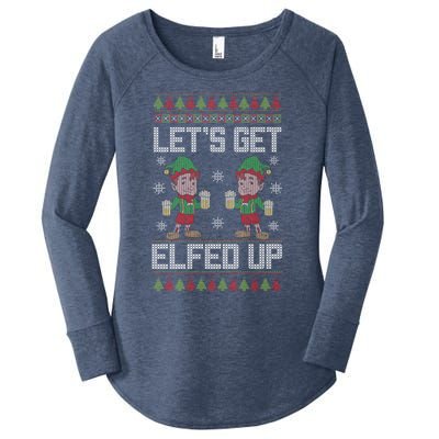 Let's Get Elfed Up Christmas Beer Elf Xmas Ing Costume Gift Women's Perfect Tri Tunic Long Sleeve Shirt