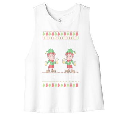 Let's Get Elfed Up Christmas Beer Elf Xmas Ing Costume Gift Women's Racerback Cropped Tank