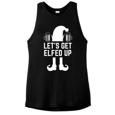 Let's Get Elfed Up Christmas Beer Elf Xmas Ing Costume Gift Ladies PosiCharge Tri-Blend Wicking Tank