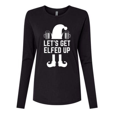 Let's Get Elfed Up Christmas Beer Elf Xmas Ing Costume Gift Womens Cotton Relaxed Long Sleeve T-Shirt