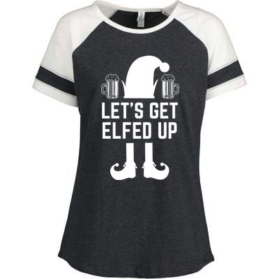 Let's Get Elfed Up Christmas Beer Elf Xmas Ing Costume Gift Enza Ladies Jersey Colorblock Tee