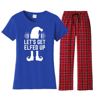 Let's Get Elfed Up Christmas Beer Elf Xmas Ing Costume Gift Women's Flannel Pajama Set