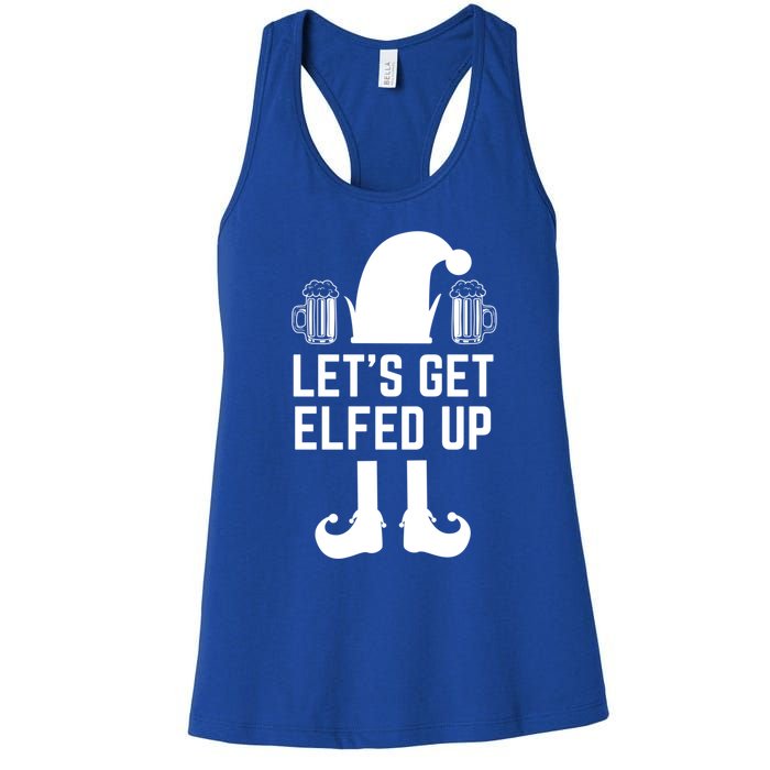 Let's Get Elfed Up Christmas Beer Elf Xmas Ing Costume Gift Women's Racerback Tank