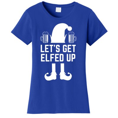 Let's Get Elfed Up Christmas Beer Elf Xmas Ing Costume Gift Women's T-Shirt