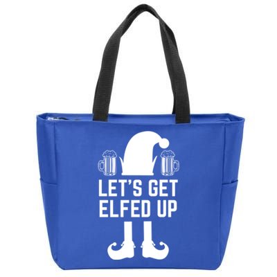 Let's Get Elfed Up Christmas Beer Elf Xmas Ing Costume Gift Zip Tote Bag