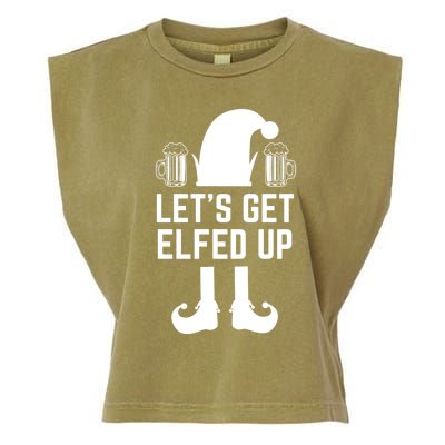 Let's Get Elfed Up Christmas Beer Elf Xmas Ing Costume Gift Garment-Dyed Women's Muscle Tee