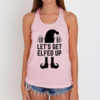 Let's Get Elfed Up Christmas Beer Elf Xmas Ing Costume Gift Women's Knotted Racerback Tank