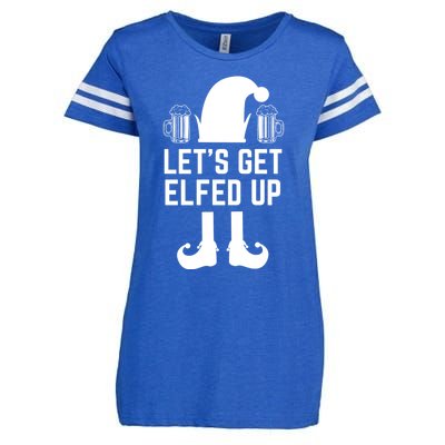 Let's Get Elfed Up Christmas Beer Elf Xmas Ing Costume Gift Enza Ladies Jersey Football T-Shirt