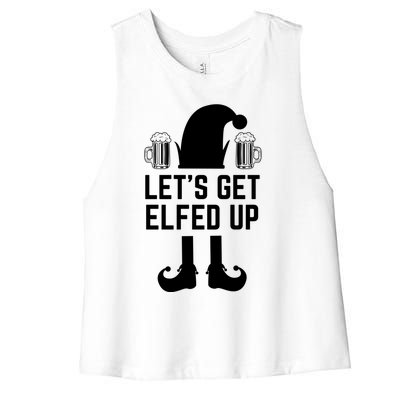 Let's Get Elfed Up Christmas Beer Elf Xmas Ing Costume Gift Women's Racerback Cropped Tank