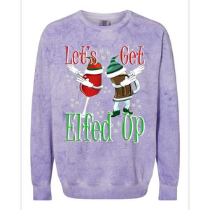 Let's Get Elfed Up Christmas Dabbing Wine Beer Ing Gift Colorblast Crewneck Sweatshirt