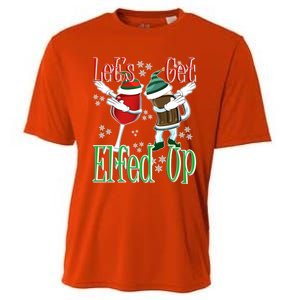 Let's Get Elfed Up Christmas Dabbing Wine Beer Ing Gift Cooling Performance Crew T-Shirt