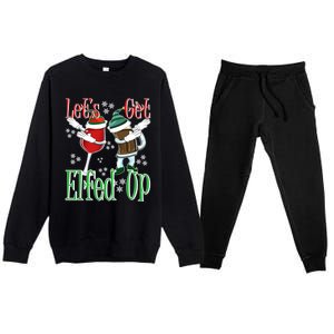 Let's Get Elfed Up Christmas Dabbing Wine Beer Ing Gift Premium Crewneck Sweatsuit Set