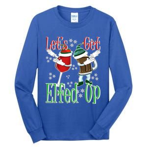 Let's Get Elfed Up Christmas Dabbing Wine Beer Ing Gift Tall Long Sleeve T-Shirt