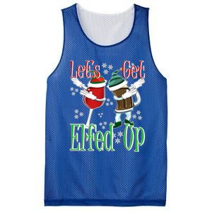 Let's Get Elfed Up Christmas Dabbing Wine Beer Ing Gift Mesh Reversible Basketball Jersey Tank