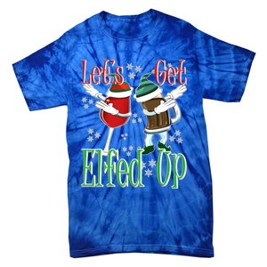 Let's Get Elfed Up Christmas Dabbing Wine Beer Ing Gift Tie-Dye T-Shirt