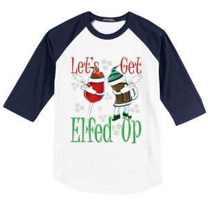 Let's Get Elfed Up Christmas Dabbing Wine Beer Ing Gift Baseball Sleeve Shirt