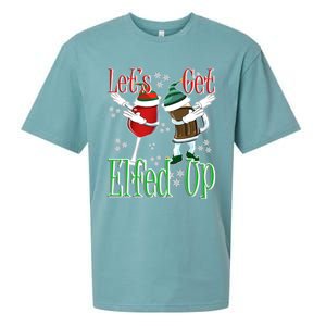 Let's Get Elfed Up Christmas Dabbing Wine Beer Ing Gift Sueded Cloud Jersey T-Shirt