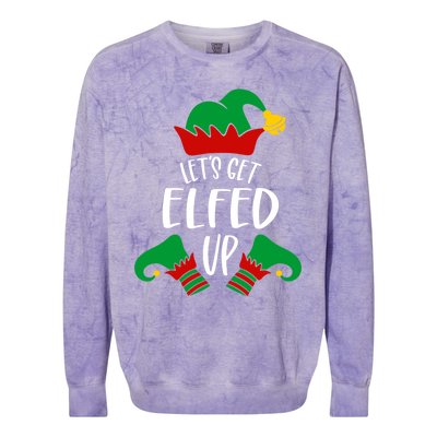 Let's Get Elfed Up Christmas Pajama Xmas Costume Boy Girl Cute Gift Colorblast Crewneck Sweatshirt