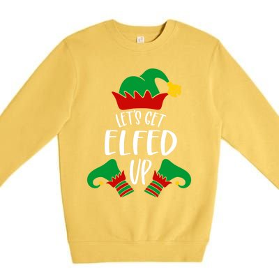 Let's Get Elfed Up Christmas Pajama Xmas Costume Boy Girl Cute Gift Premium Crewneck Sweatshirt