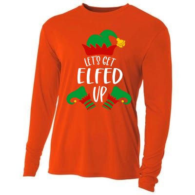 Let's Get Elfed Up Christmas Pajama Xmas Costume Boy Girl Cute Gift Cooling Performance Long Sleeve Crew