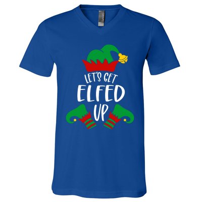 Let's Get Elfed Up Christmas Pajama Xmas Costume Boy Girl Cute Gift V-Neck T-Shirt