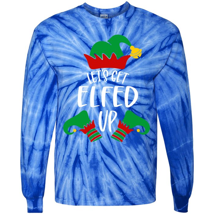 Let's Get Elfed Up Christmas Pajama Xmas Costume Boy Girl Cute Gift Tie-Dye Long Sleeve Shirt