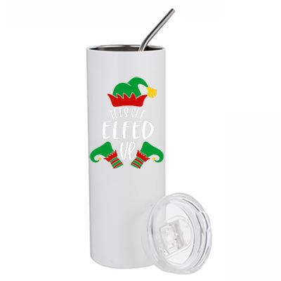 Let's Get Elfed Up Christmas Pajama Xmas Costume Boy Girl Cute Gift Stainless Steel Tumbler