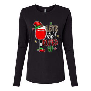 Let's Get Elfed Up Ing Wine Leopard Family Christmas Gift Womens Cotton Relaxed Long Sleeve T-Shirt