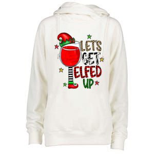 Let's Get Elfed Up Ing Wine Leopard Family Christmas Gift Womens Funnel Neck Pullover Hood