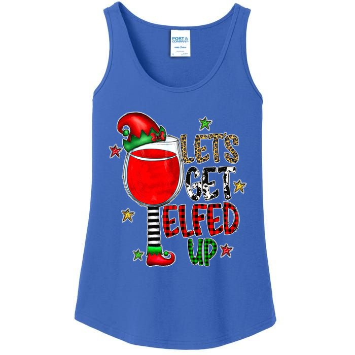 Let's Get Elfed Up Ing Wine Leopard Family Christmas Gift Ladies Essential Tank