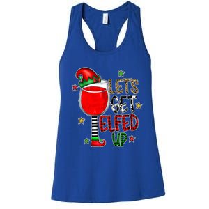 Let's Get Elfed Up Ing Wine Leopard Family Christmas Gift Women's Racerback Tank