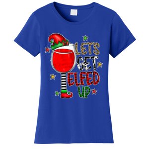 Let's Get Elfed Up Ing Wine Leopard Family Christmas Gift Women's T-Shirt