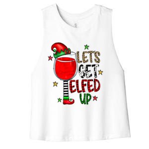 Let's Get Elfed Up Ing Wine Leopard Family Christmas Gift Women's Racerback Cropped Tank