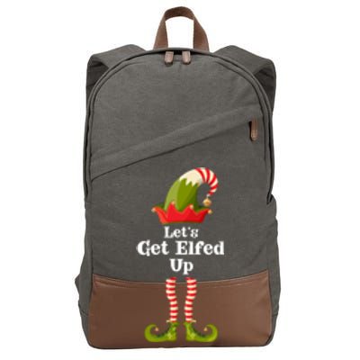 Let's Get Elfed Up Elf Funny Christmas Group Matching Family Cool Gift Cotton Canvas Backpack