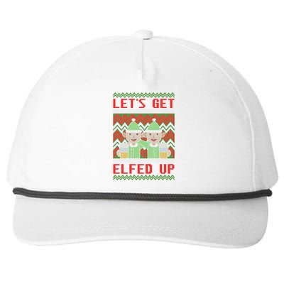 Let's Get Elfed Up Elf Ugly Christmas Sweater Style Drunk Gift Snapback Five-Panel Rope Hat