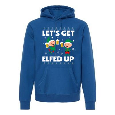 Let's Get Elfed Up Funny Christmas Beer Ing Cute Gift Premium Hoodie