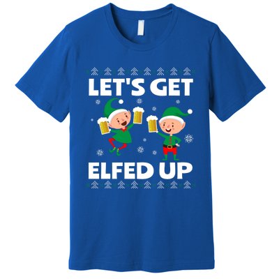 Let's Get Elfed Up Funny Christmas Beer Ing Cute Gift Premium T-Shirt