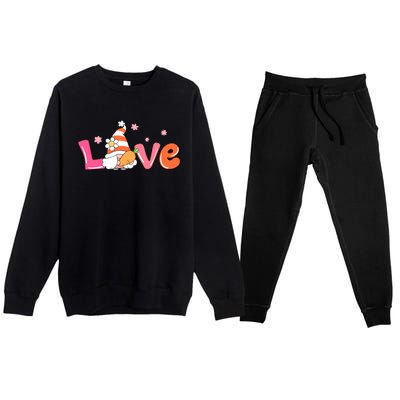 Love Gnome Easter Spring Cute Premium Crewneck Sweatsuit Set