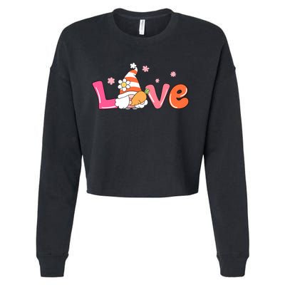 Love Gnome Easter Spring Cute Cropped Pullover Crew