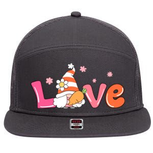 Love Gnome Easter Spring Cute 7 Panel Mesh Trucker Snapback Hat