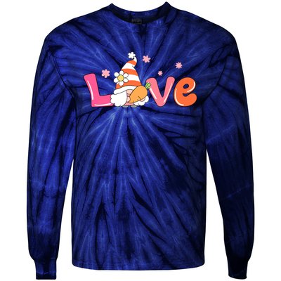 Love Gnome Easter Spring Cute Tie-Dye Long Sleeve Shirt