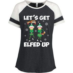 Let's Get Elfed Up Funny Christmas Matching Family Elf Lover Great Gift Enza Ladies Jersey Colorblock Tee